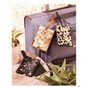 Leather with hairon baggage tags, 3 styles, NWT